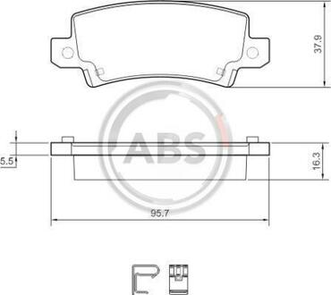 37406 A.B.S. Гальмівні колодки зад. Toyota Corolla 00-07 (TRW) (37,9x95,7x16,3)