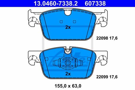 13.0460-7338.2 ATE KLOCKI HAM VOLVO S90 II 2.0 T8 HYBRID AWD 18-