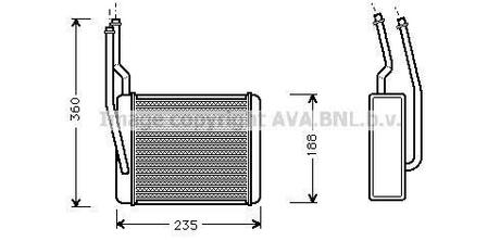 FD6272 AVA COOLING Радіатор обігрівача FD FOCUS/TRANSIT LHD 98- (вир-во AVA)