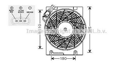 OL7508 AVA COOLING Вентилятор радіатора OPEL ASTRA G (98-) (вир-во AVA)