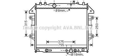 TO2496 AVA COOLING Радіатор охолодження двигуна TOYOTA HI-LUX VII (AN10, AN20) (05-) ()