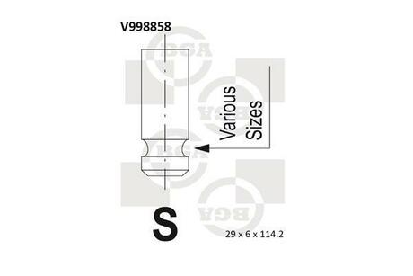 V998858 BGA Клапан випуск (29х6х114.2)Mitsubishi Galant/L300 2.0i -03 (4G63)