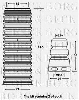 BPK7001 BORG & BECK Пылезащитный комплект, амортизатор