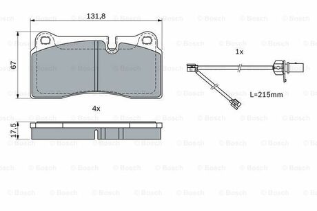 0 986 424 061 BOSCH Комплект тормозных колодок, дисковый тормоз