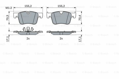 0986424860 BOSCH CITROEN К-т передних тормозных колодок CITROEN BERLINGO, BERLINGO/MINIVAN, C4 GRAND PICASSO II, C4 PICASSO II, C4 SPACETOURER, C5 AIRCROSS DS DS 7 OPEL COMBO TOUR / LIFE, COMBO/MINIVAN 1.2-2.0D 02.13-