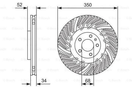 0986479D26 BOSCH Гальмівний диск PORSCHE Macan FL 2.0-3.0 14>> - кратн. 1 шт