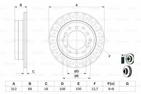 0986479F07 BOSCH TARCZA HAM. TOYOTA T. FJ CRUISER/LAND CRUISER 2,7-4,0 09-