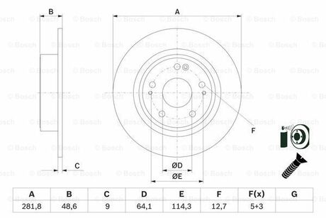 0986479F76 BOSCH TARCZA HAMULC. HONDA HR-V 15- TYŁ