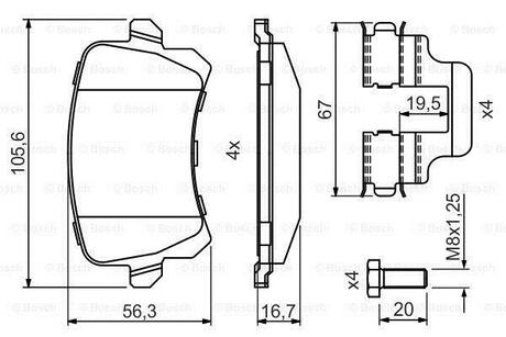 0986494731 BOSCH KLOCKI HAMULC. VW TIGUAN 07- TYŁ