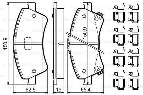 0986494932 BOSCH Гальмівні колодки, дискові