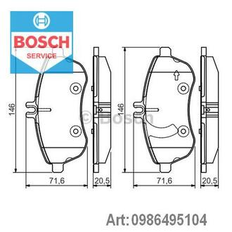 0 986 495 104 BOSCH Колодки гальмівні (вир-во Bosch)