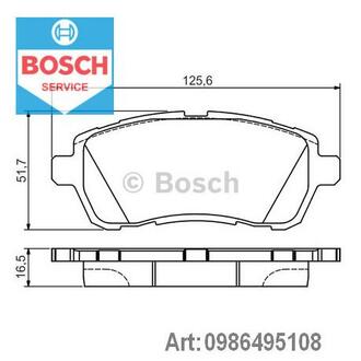 0 986 495 108 BOSCH Комплект тормозных колодок, дисковый тормоз