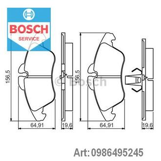 0 986 495 245 BOSCH Колодки гальмівні дискові, комплект (Ви-во Bosch)