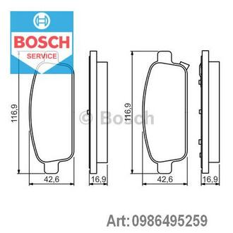 0 986 495 259 BOSCH Колодки гальмівні (вир-во Bosch)