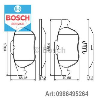 0 986 495 264 BOSCH Колодки гальмівні (вир-во Bosch)