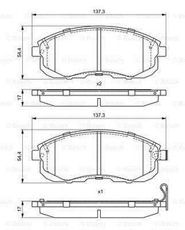 0986495379 BOSCH NISSAN Тормозные колодки передн.Tiida 04-,Juke 14-,Maxima QX