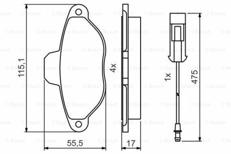 0 986 495 475 BOSCH Комплект тормозных колодок, дисковый тормоз