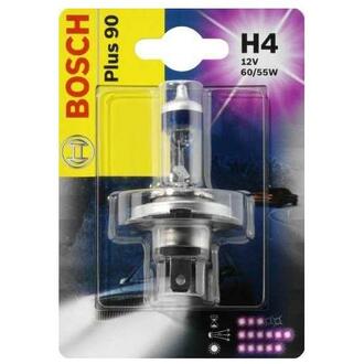 1 987 301 077 BOSCH Лампа розжарювання H4 12V 60/55W P43t PLUS 90 blister (вир-во Bosch)