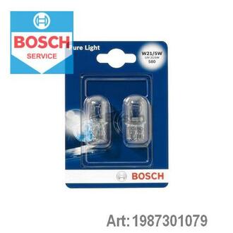 1 987 301 079 BOSCH Лампа накалу W21/5W 12V W3x16q PURE LIGHT (blister 2шт) (вир-во Bosch)