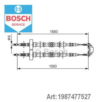 1 987 477 527 BOSCH Трос ручного гальма Opel ASTRA G (1998-2009) задній (вир-во Bosch)