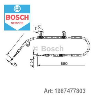 1 987 477 803 BOSCH Трос ручного гальма Volkswagen PASSAT (B5, 3B2) задній лівий (вир-во Bosch)