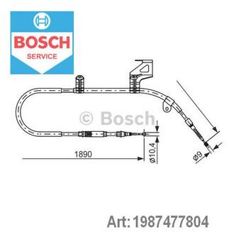 1 987 477 804 BOSCH Трос ручного гальма Volkswagen PASSAT (B5, 3B2) задній правий (вир-во Bosch)