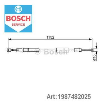 1 987 482 025 BOSCH Трос ручного гальма Mercedes VITO (639) (2003-2022) задн. прав. (вир-во Bosch)