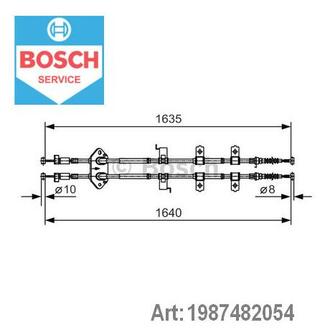 1 987 482 054 BOSCH Трос, стояночная тормозная система