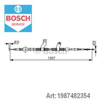 1 987 482 354 BOSCH Трос ручного гальма CHEVROLET LACETTI (вир-во Bosch)