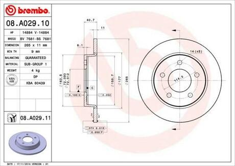 08.A029.10 BREMBO Тормозной диск