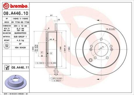 08.A446.11 BREMBO Тормозной диск