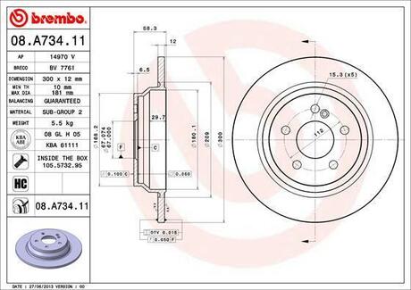 08.A734.11 BREMBO Тормозной диск