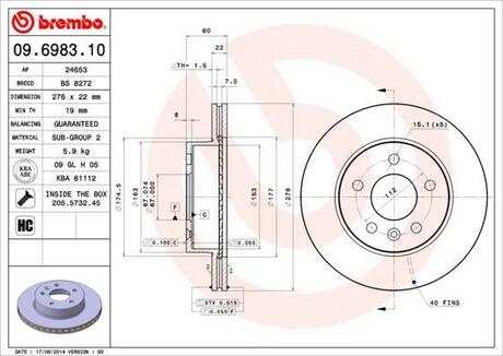 09.6983.10 BREMBO Гальмівний диск