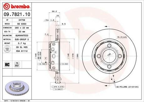 09.7821.10 BREMBO Гальмівний диск