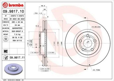 09.9817.10 BREMBO Гальмівний диск