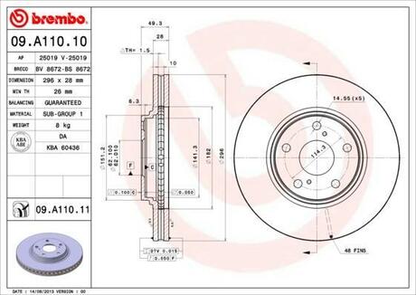 09.A110.11 BREMBO Гальмівний диск