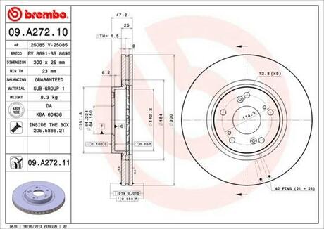 09.A272.11 BREMBO Тормозной диск