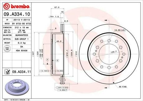 09.A334.11 BREMBO Тормозной диск