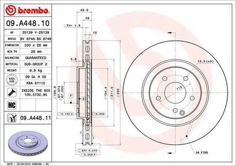 09.A448.10 BREMBO Тормозной диск