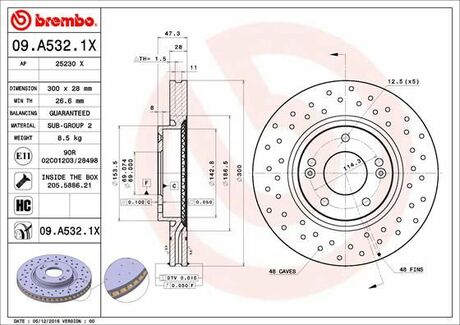 09.A532.1X BREMBO тормозной диск