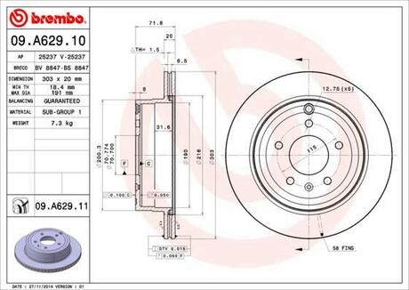 09.A629.10 BREMBO Тормозной диск