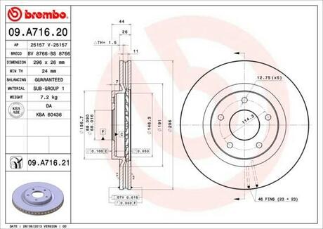 09.A716.20 BREMBO Гальмівний диск