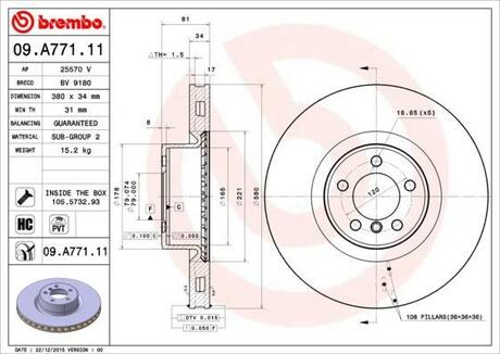 09.A771.11 BREMBO Тормозной диск