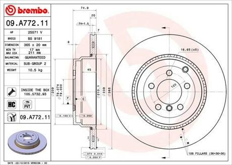 09.A772.11 BREMBO Тормозной диск