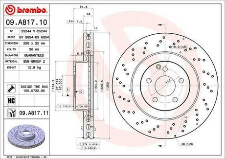 09.A817.11 BREMBO Тормозной диск