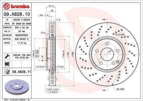 09.A828.11 BREMBO Тормозной диск