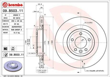 09.B503.11 BREMBO Тормозной диск