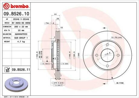 09.B526.10 BREMBO Тормозной диск