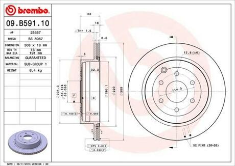 09.B591.10 BREMBO Тормозной диск