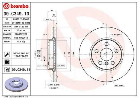 09.C349.11 BREMBO Тормозной диск